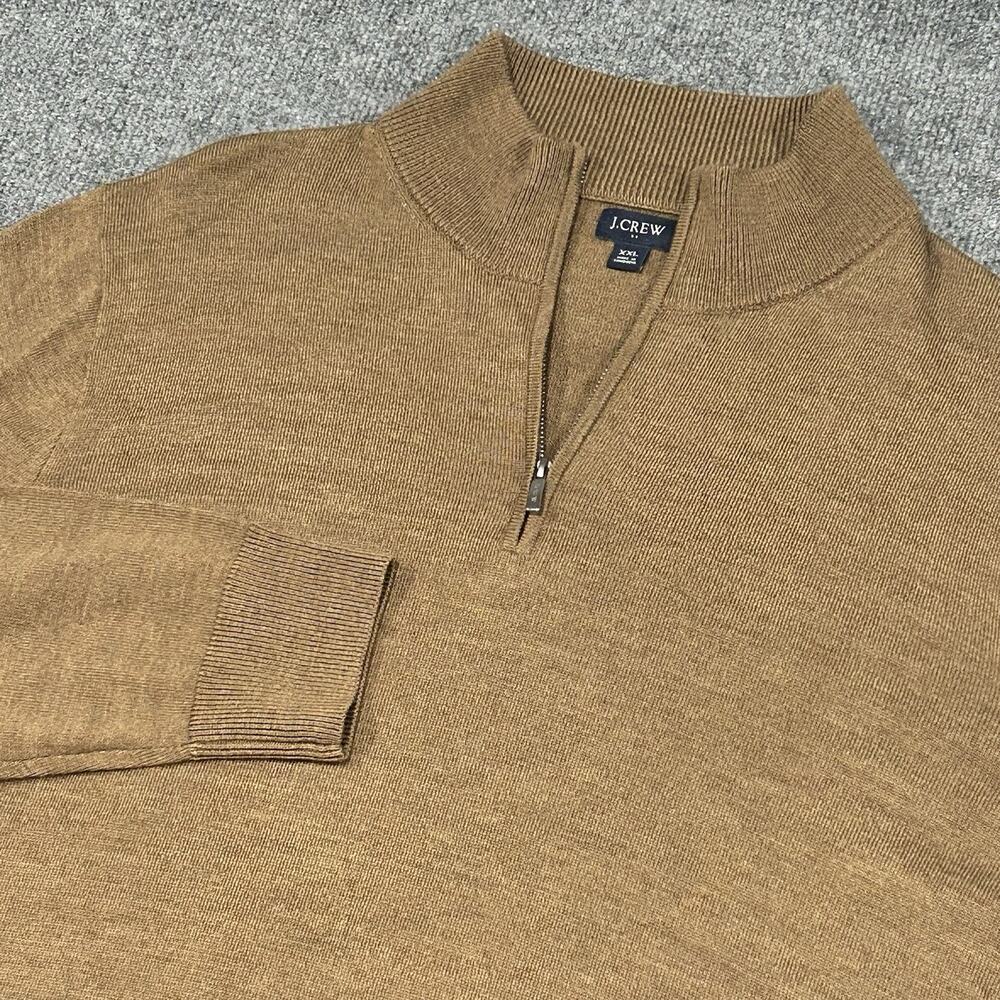 J.Crew XXL Men's Brown Merino Wool Blend 1/4 Zip Pullover Sweater Fall 2024 FA24